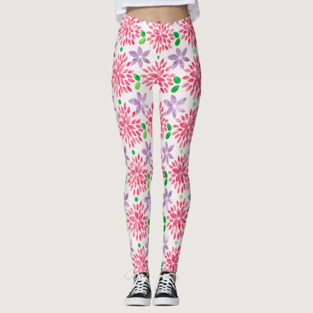 Muster für Lila Blume Leggings (Vorderseite)