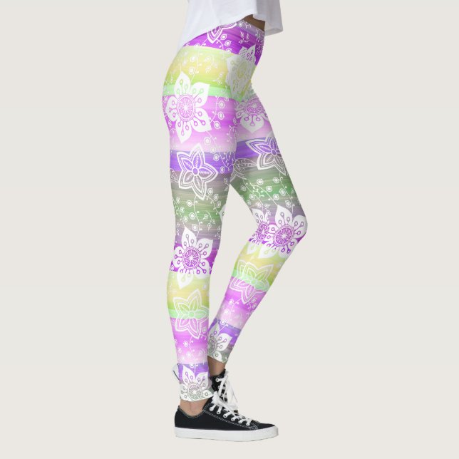 Muster für Lila leuchtende Streifen von Funky Flor Leggings (Rechts)