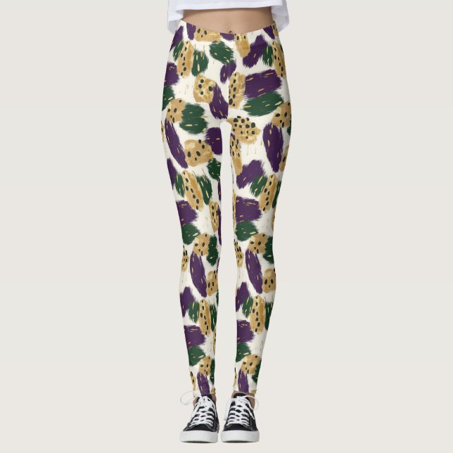 Muster für Lila Pinselstriche Leggings (Vorderseite)