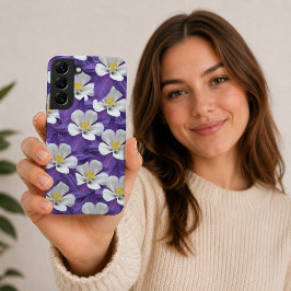Muster für lila und weiße Kolumbin-Blume Samsung Galaxy Hülle
