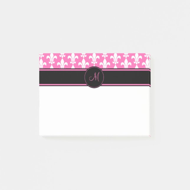 Muster für Lilien in Schwarz und Rosa Post-it Klebezettel (Vorderseite)