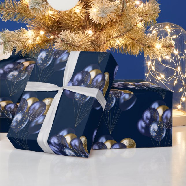 Muster für Marine und Gold Balloons Geschenkpapier (Feiertage)