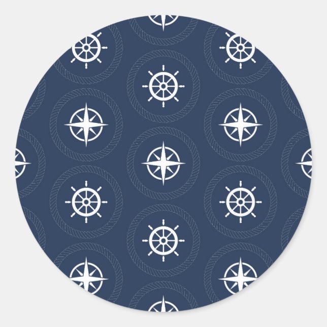 Muster für Maritime Werkzeuge Runder Aufkleber (Vorderseite)