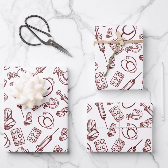 Muster für medizinische Berufe Geschenkpapier Set (Vorderseite)