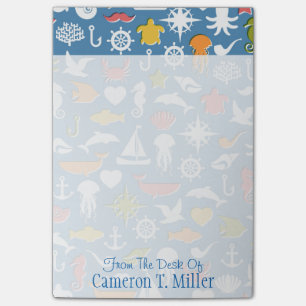 Muster für Meeressymbole  Name hinzufügen Post-it Klebezettel