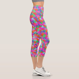 Muster für mehrfarbige Blume Capri Leggings