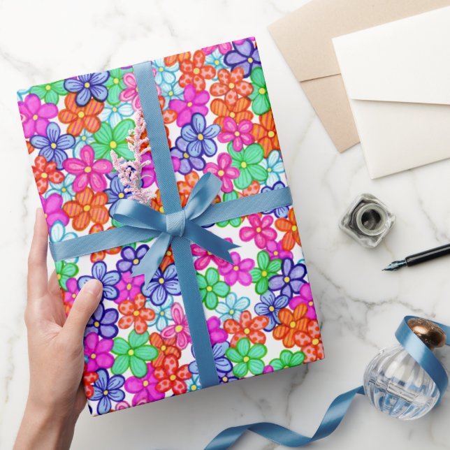 Muster für mehrfarbige Blume Geschenkpapier (Schenken)