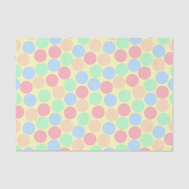 Muster für mehrfarbige, pastellfarbene Punkte Seidenpapier (Vorderseite)