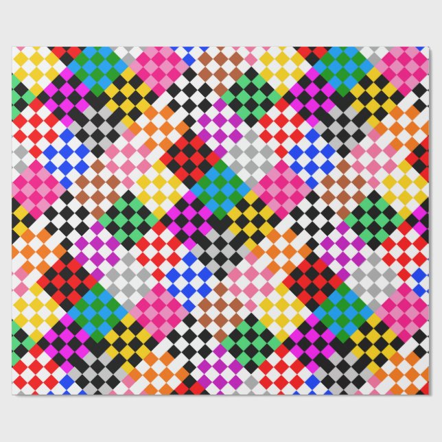 Muster für mehrfarbige Patchwork-Karo Geschenkpapier (Flach)