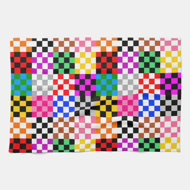 Muster für mehrfarbige Patchwork-Karo Geschirrtuch (Horizontal)