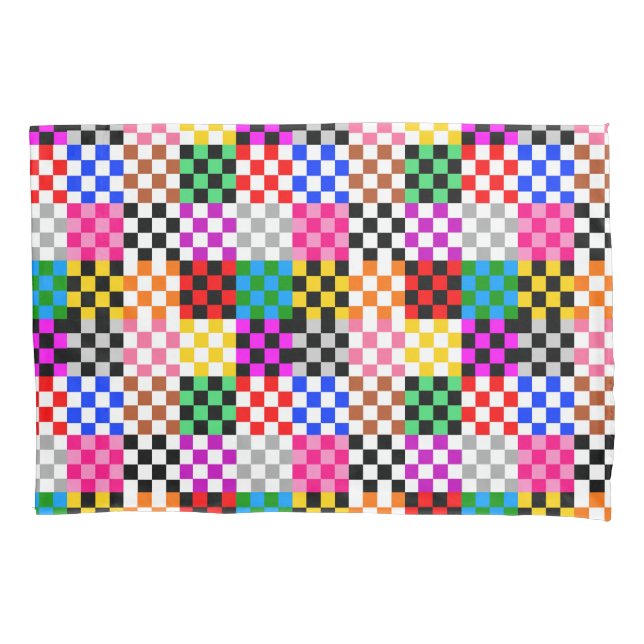 Muster für mehrfarbige Patchwork-Karo Kissenbezug (Vorderseite)