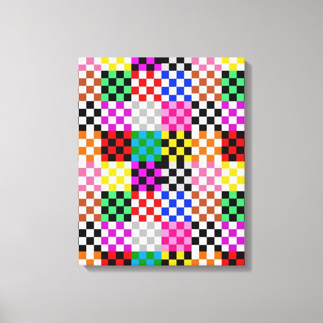 Muster für mehrfarbige Patchwork-Karo Leinwanddruck (Vorderseite)