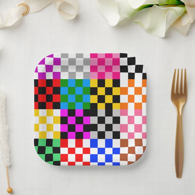 Muster für mehrfarbige Patchwork-Karo Pappteller (Von Creator hochgeladen)