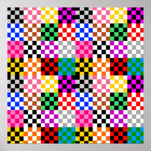 Muster für mehrfarbige Patchwork-Karo Poster