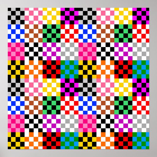 Muster für mehrfarbige Patchwork-Karo Poster (Vorne)