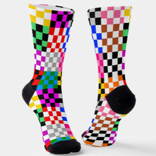 Muster für mehrfarbige Patchwork-Karo Socken
