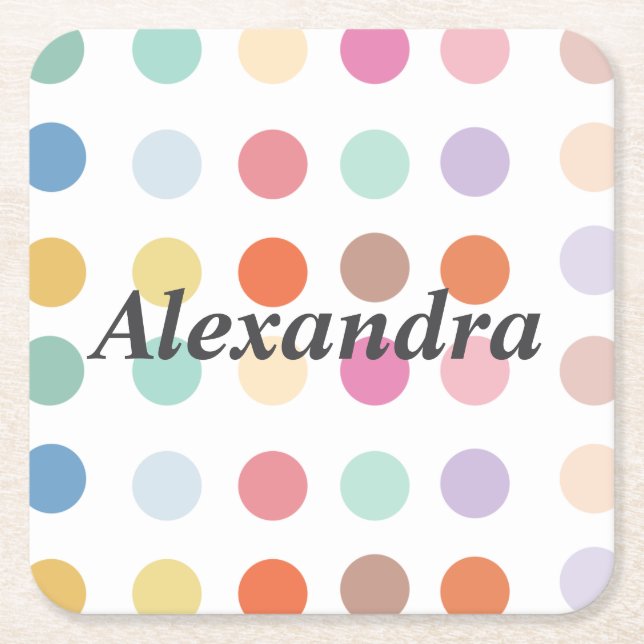 Muster für mehrfarbige Punkte Rechteckiger Pappuntersetzer (Vorderseite)