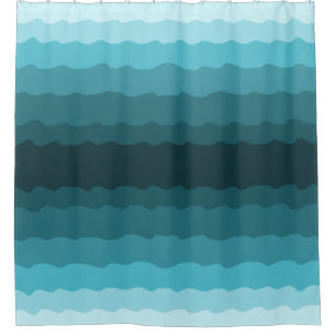 Muster für Minimalistische blaue Ozeanwellen Duschvorhang