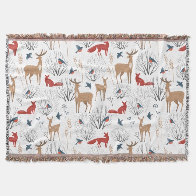 Muster für Minimalistische Winterwaldtiere Decke (Vorderseite)