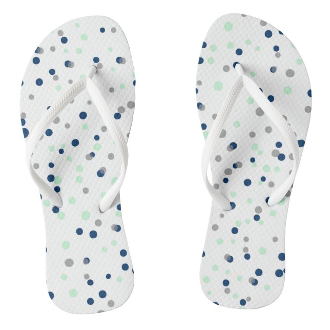 Muster für Mint- und Navy-Confetti-Dots Flip Flops (Fußbett)