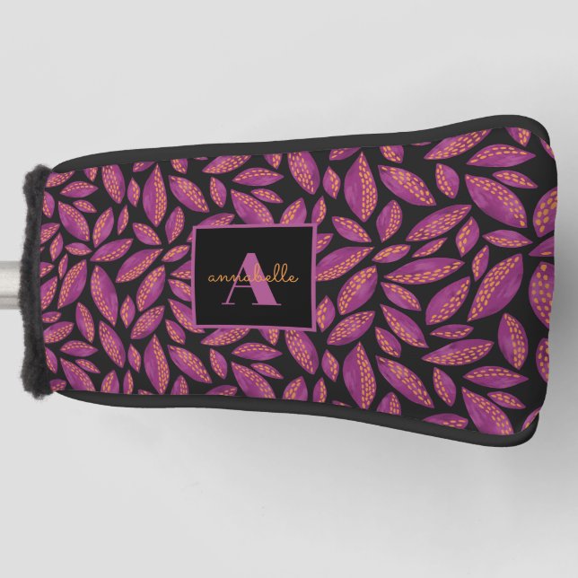 Muster für mit Monogramm Lila Herbstlaube Golf Headcover (Vorderseite)