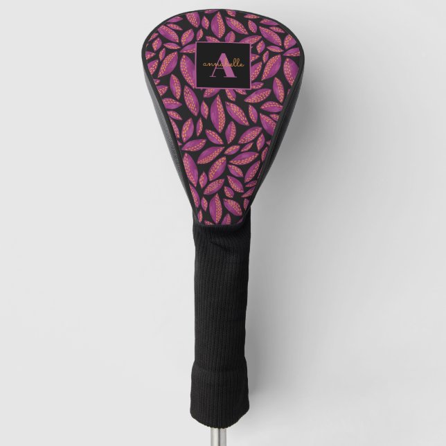 Muster für mit Monogramm Lila Herbstlaube Golf Headcover (Vorderseite)