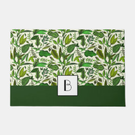 Muster für moderne botanische Monogramm-Blätter Fußmatte