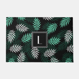 Muster für moderne botanische Monogramm-Blätter Fußmatte