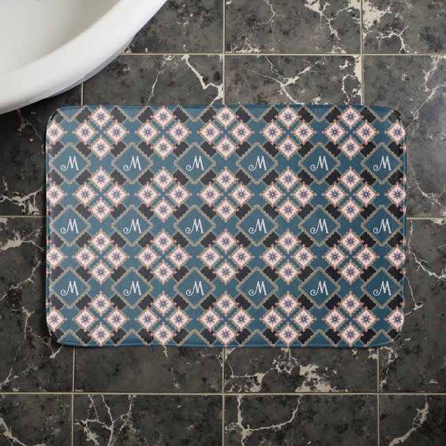 Muster für moderne Chic Geometric Floral Monogram Badematte (Von Creator hochgeladen)