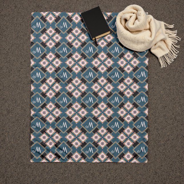 Muster für moderne Chic Geometric Floral Monogram Fleecedecke (Von Creator hochgeladen)