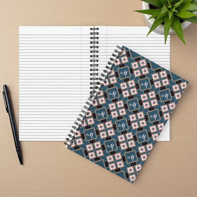Muster für moderne Chic Geometric Floral Monogram Notizbuch (Von Creator hochgeladen)