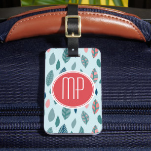 Muster für Monogram Girly Whimsical Blätter Gepäckanhänger