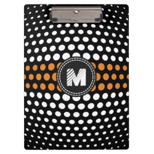 Muster für Monogramm-Bronze- und Weißpolka-Punkte Klemmbrett
