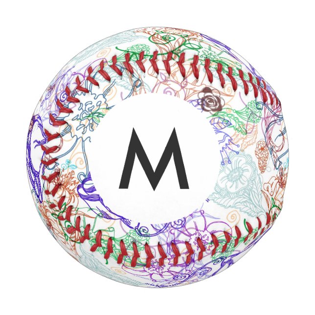 Muster für Monogramm Floral 8 Baseball (Vorderseite Links)