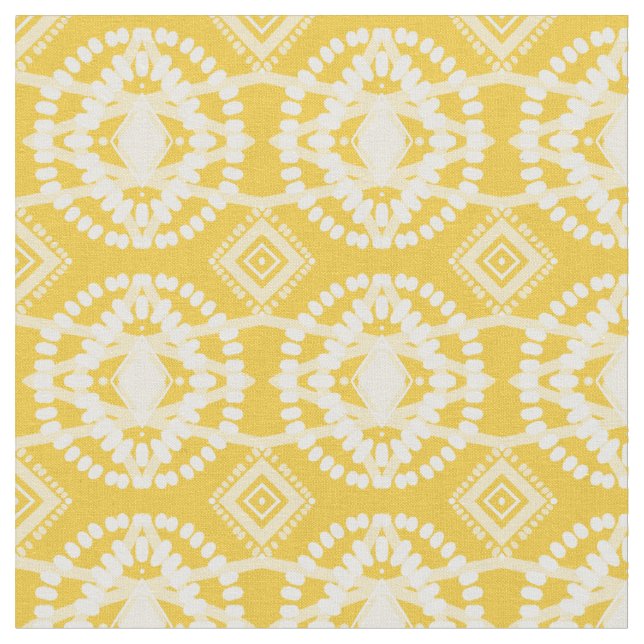 Muster für Mustard und White Flow Geometrie Stoff (Nahaufnahme)