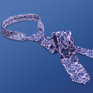 Muster für Navy Blue & Lila Floral Damask Krawatte