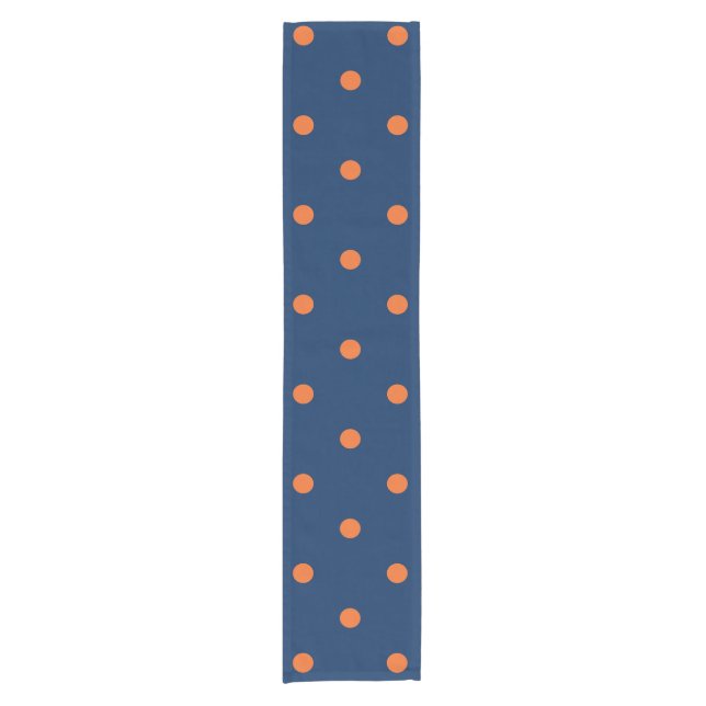 Muster für Navy Blue & Orange Polka Dots Kurzer Tischläufer (Vorderseite)