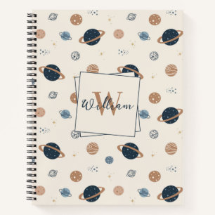 Muster für Navy Blue Space Planets Notizbuch