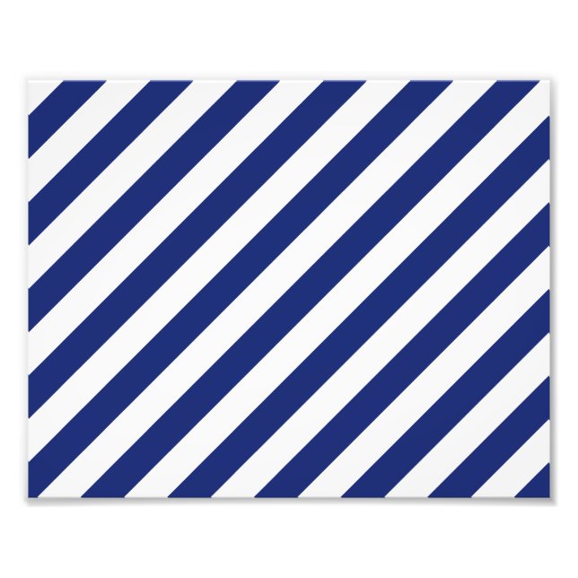 Muster für Navy Blue und White Diagonal Stripes Fotodruck (Vorne)
