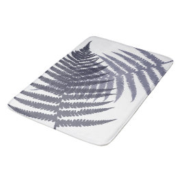 Muster für Navy Blue White Fern Blätter Badematte
