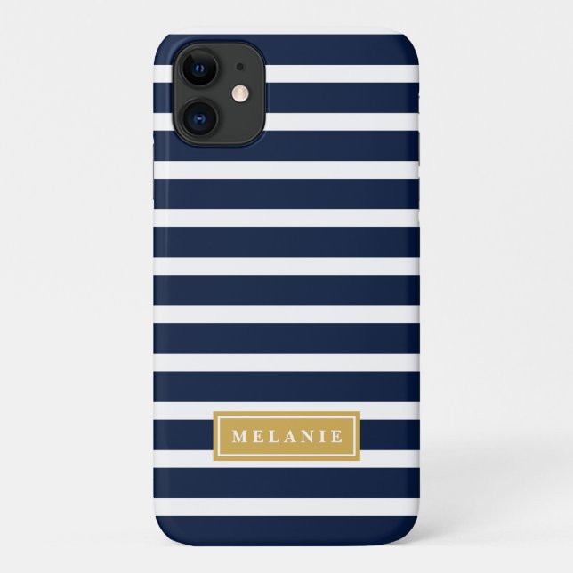 Muster für Navy Strips - Goldname Case-Mate iPhone Hülle (Rückseite)