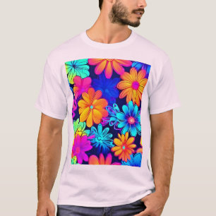 Muster für Neon-Blume T-Shirt