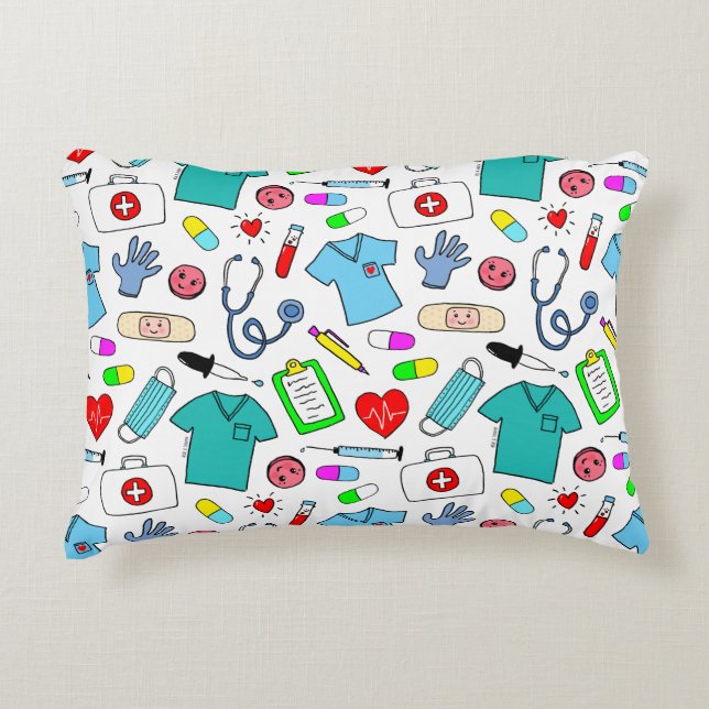 Muster für niedliche ärztliche Krankenpflege Dekokissen (Vorderseite)