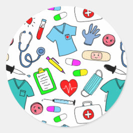 Muster für niedliche ärztliche Krankenpflege Runder Aufkleber
