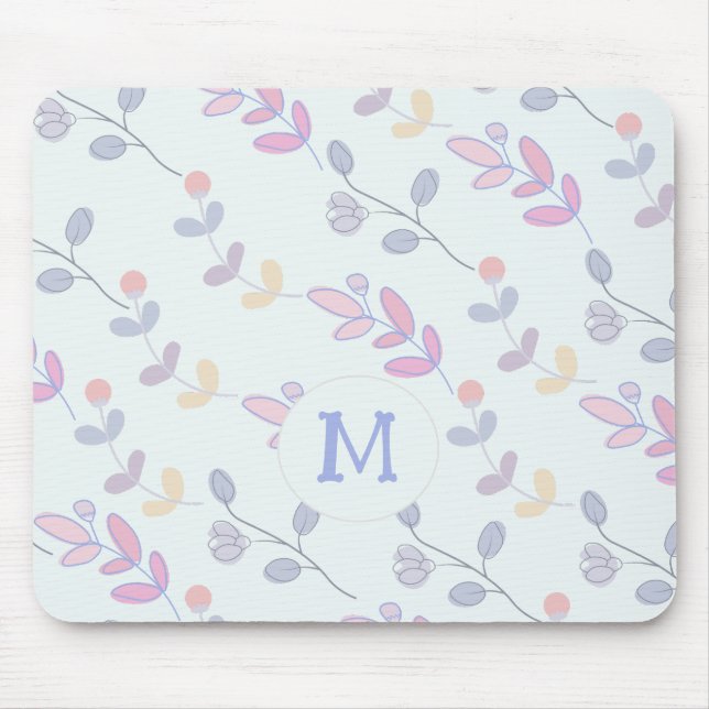 Muster für niedliche botanische Pastelle-Blätter Mousepad (Vorne)