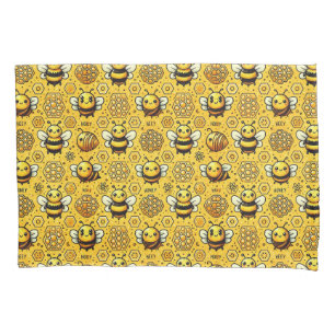 Muster für niedliche Cartoon-Bienen und Honeycomb Kissenbezug