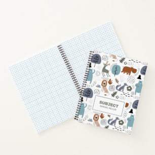 Muster für niedliche Cartoon-Waldtiere Notizbuch