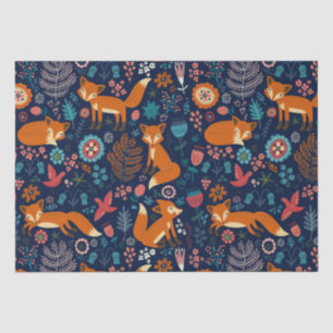 Muster für niedliche Füchse Vögel und Blume Seidenpapier