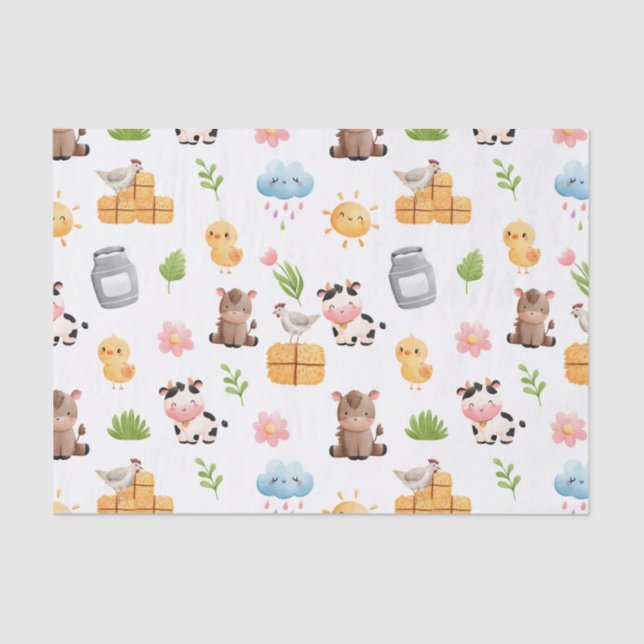 Muster für niedliche Haltungs- und Kleinkindtiere Seidenpapier (Vorderseite)