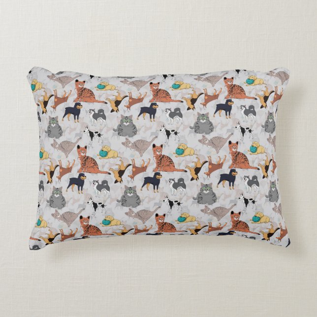Muster für niedliche Hunde und Katzen Dekokissen (Vorderseite)